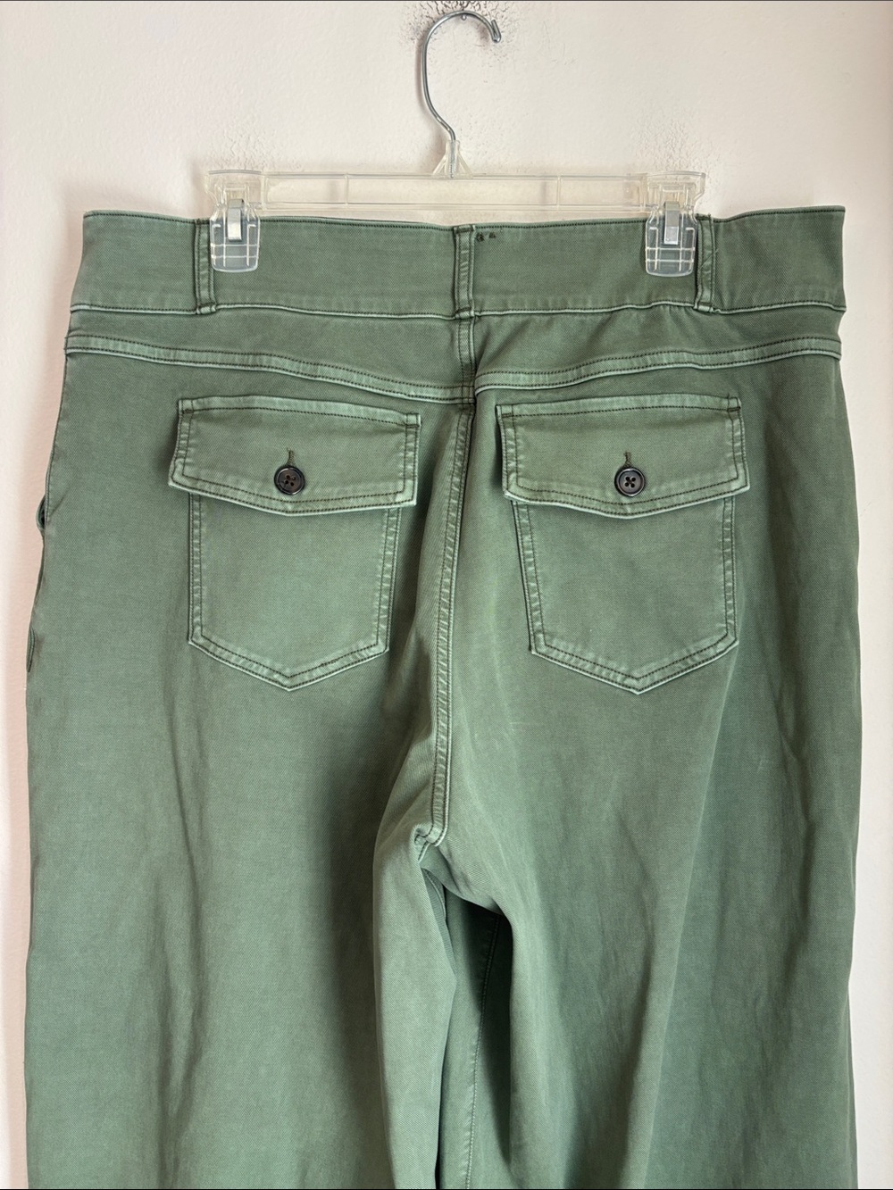 Spanx Womens stretch twill wide leg cropped pants green pull on 2XL XXL chinos - Picture 7 of 10